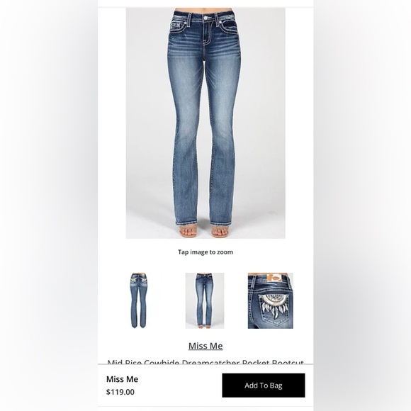 Nwt Miss me Cow Print Dreamcatcher Chloe boot jeans Sz 31 & 32 - Picture 4 of 5